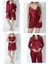 Kadın Bordo Saten Gelin 6'lı Çeyiz Seti Sabahlık & Gecelik & Pijama Şortlu Takım Q8U6O7K0KKA 1