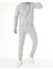 Erkek Gri Pamuklu Dar Paça Eşofman Altı & Kapüşonlu Fermuarlı Sweatshirt Eşofman Takımı Q1.4u5.4ok.a 2