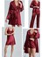 Kadın Bordo Saten Gelin 6'lı Çeyiz Seti Sabahlık & Gecelik & Pijama Şortlu Takım Q8U6O2K0KKA 1