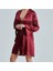 Kadın Bordo Saten Gelin 6'lı Çeyiz Seti Sabahlık & Gecelik & Pijama Şortlu Takım Q8U6O2K0KKA 4