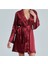 Kadın Bordo Saten Gelin 6'lı Çeyiz Seti Sabahlık & Gecelik & Pijama Şortlu Takım Q8U6O2K0KKA 2