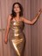 Gold Drapeli Elbise 5