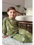 Erkek Çocuk Üzerinde Fil ve Papağan Digital Baskılı Yeşil Pijama Takımı 3