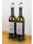 Petra 2'Li Siyah Metal Standlı Yağdanlık Seti Gümüş Etiketli Amber Yağlık 750 Ml 2