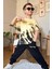 Erkek Çocuk More Than Yazı ve Eskitme Yazı Baskı Detaylı T-Shirt Sarı Eşofman Takım 1