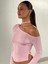 Naıva Asimetrik Pembe Bluz 3