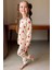 Kız Çocuk Küçük Sevimli Kalp Baskılı Krem Pijama Takımı 2