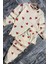 Kız Çocuk Küçük Sevimli Kalp Baskılı Krem Pijama Takımı 5