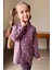 Kız Çocuk Bilekleri Manşetli Papatya Desenli Mor Pijama Takımı 3