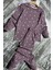 Kız Çocuk Bilekleri Manşetli Papatya Desenli Mor Pijama Takımı 4