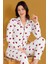 Kalp Desenli Gömlek Yaka Cepli Süet Pijama Takımı 1