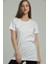 Yuvarlak Yaka Beyaz Regular Long Organik Pamuk T-Shirt 4