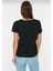Süper Kalite Siyah V-Yaka Kadın Basic Tişört Örme Pamuk Penye T-Shirt 3