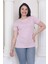 %100 Pamuk Süper Kalite Kadın Tişört Düz Renk Pembe Bisiklet Yaka Organik Pamuk Penye T-Shirt 1