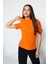 %100 Pamuk Oranj Süper Kalite Kadın Tişört Bisiklet Yaka Organik Pamuk Penye T-Shirt Turuncu Orange 3