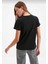 %100 Pamuk Süper Kalite Kadın Tişört Düz Renk Siyah Bisiklet Yaka Organik Pamuk Penye T-Shirt 3