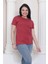 %100 Pamuk Süper Kalite Kadın Tişört Düz Renk Bordo Bisiklet Yaka Organik Pamuk Penye T-Shirt 5