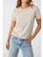 %100 Pamuk Süper Kalite Kadın Tişört Düz Renk Bej Bisiklet Yaka Organik Pamuk Penye T-Shirt 1