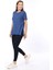 %100 Pamuk Kadın Lacivert V Yaka Yanı Yırtmaçlı Asimetrik Penye Pamuk Örme T-Shirt Tişört Tunik 3