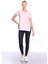 %100 Pamuk Kadın Pembe V Yaka Yanı Yırtmaçlı Asimetrik Penye Pamuk Örme T-Shirt Tişört Tunik 4