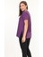 %100 Pamuk Kadın Mor V Yaka Yanı Yırtmaçlı Asimetrik Penye Pamuk Örme T-Shirt Tunik 5