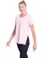 %100 Pamuk Kadın Pembe V Yaka Yanı Yırtmaçlı Asimetrik Penye Pamuk Örme T-Shirt Tişört Tunik 1