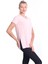 %100 Pamuk Kadın Pembe V Yaka Yanı Yırtmaçlı Asimetrik Penye Pamuk Örme T-Shirt Tişört Tunik 2