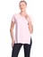 %100 Pamuk Kadın Pembe V Yaka Yanı Yırtmaçlı Asimetrik Penye Pamuk Örme T-Shirt Tişört Tunik 3