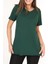 %100 Pamuk Kadın Zümrüt Yeşili V Yaka Yanı Yırtmaçlı Asimetrik Penye Pamuk Örme T-Shirt Tunik 2