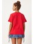 %100 Pamuk Kadın Tişört Düz Renk Kırmızı Bisiklet Yaka Penye T-Shirt 5