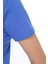 %100 Pamuk Süper Kalite Kadın Tişört Düz Renk Saks Mavi Bisiklet Yaka Organik Pamuk Penye T-Shirt 3