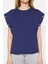 Lacivert %100 Pamuk Düğmeli Vatka Görünümlü Basic Bisiklet Yaka Örme T-Shirt 4