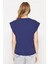Lacivert %100 Pamuk Düğmeli Vatka Görünümlü Basic Bisiklet Yaka Örme T-Shirt 5