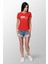 Shopping.. Baskılı Dar Kesim Kadın Kırmızı T-Shirt 1