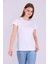 Beyaz Renk %100 Pamuk Bisiklet Yaka Basic Baskısız Kadın Örme Kısa Kollu Tshirt 1