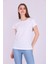 Beyaz Renk %100 Pamuk Bisiklet Yaka Basic Baskısız Kadın Örme Kısa Kollu Tshirt 2
