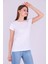 Beyaz Renk %100 Pamuk Bisiklet Yaka Basic Baskısız Kadın Örme Kısa Kollu Tshirt 3