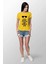 Smile On Baskılı Dar Kesim Kadın Sarı T-Shirt 1
