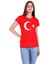 Türk Bayrak Ay Yıldız Baskılı Dar Kesim Kadın Kırmızı T-Shirt 1