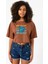 Mr Beast Lettern Kahverengi Kadın Crop Tshirt 1
