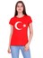 Türk Bayrak Ay Yıldız Baskılı Dar Kesim Kadın Kırmızı T-Shirt 2