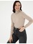 Kadın Bej Slim Fit Balıkçı Yaka Basic Kazak 50290579-VR011 3