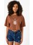 Dark Mono Kahverengi Kadın Crop Tshirt 1