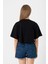 Mr Beast Lettern Siyah Kadın Crop Tshirt 3