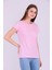 Pembe Renk %100 Pamuk Bisiklet Yaka Basic Baskısız Kadın Örme Kısa Kollu Tshirt 4