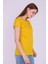 Sarı Renk %100 Pamuk Bisiklet Yaka Basic Baskısız Kadın Örme Kısa Kollu Tshirt 5