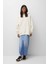 Pamuk Kadın Ekru Basic 3 Iplik Oversize Kapüşonlu Kangru Cepli Sweatshirt 2