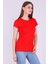 Kırmızı Renk %100 Pamuk Bisiklet Yaka Basic Baskısız Kadın Örme Kısa Kollu Tshirt 1