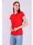 Kırmızı Renk %100 Pamuk Bisiklet Yaka Basic Baskısız Kadın Örme Kısa Kollu Tshirt 5