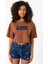 Lisa Rockstar Kahverengi Kadın Crop Tshirt 1